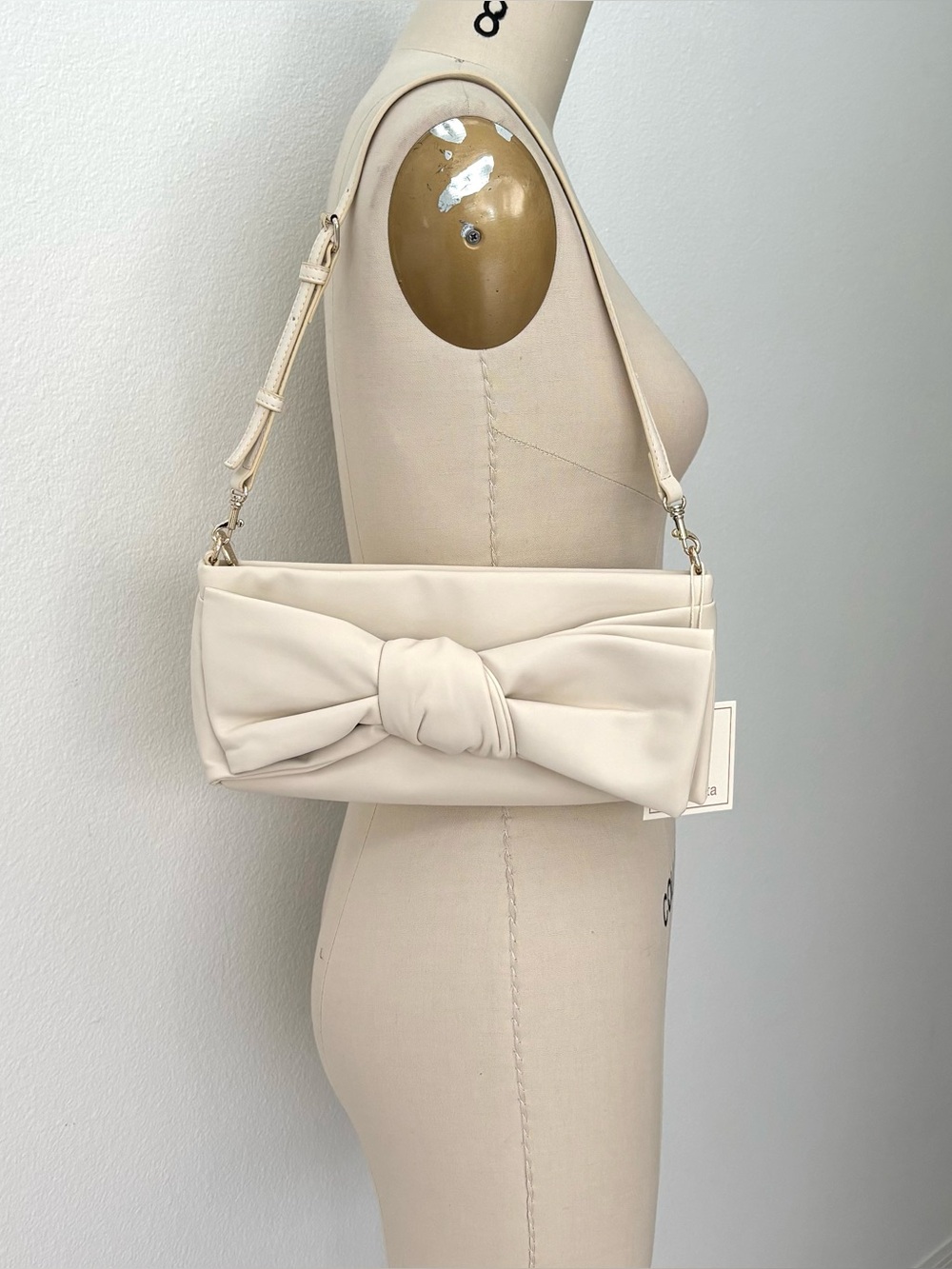 Dolce Vita Briar Bow Clutch NWT Ivory Convertible Shoulder Strap Faux Leather